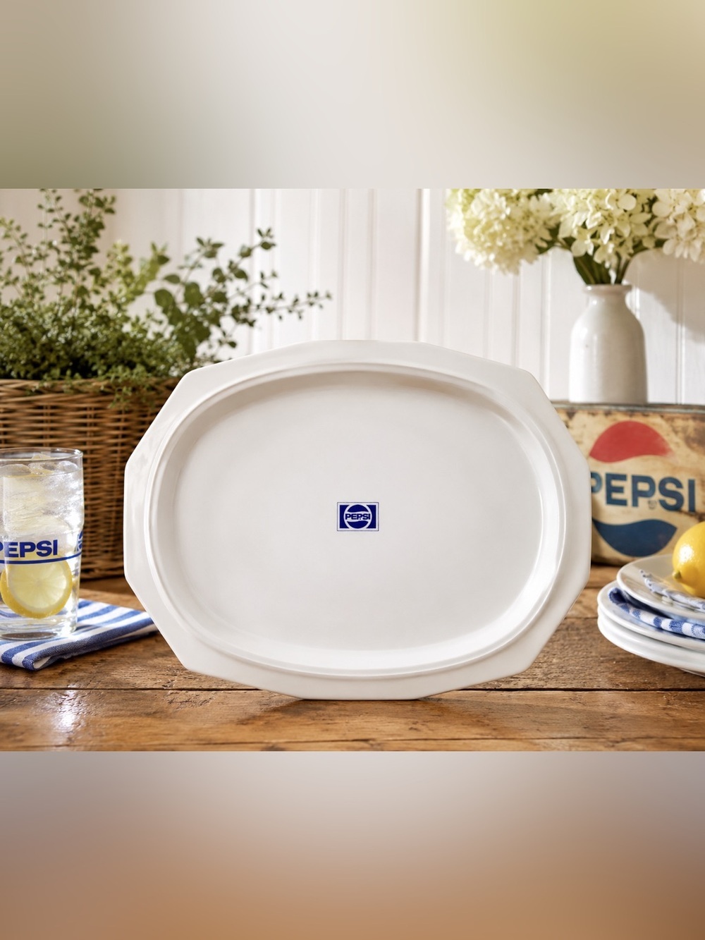 Vintage Pfaltzgraff Pepsi Porcelain Serving Platter Oval Advertising Tray USA